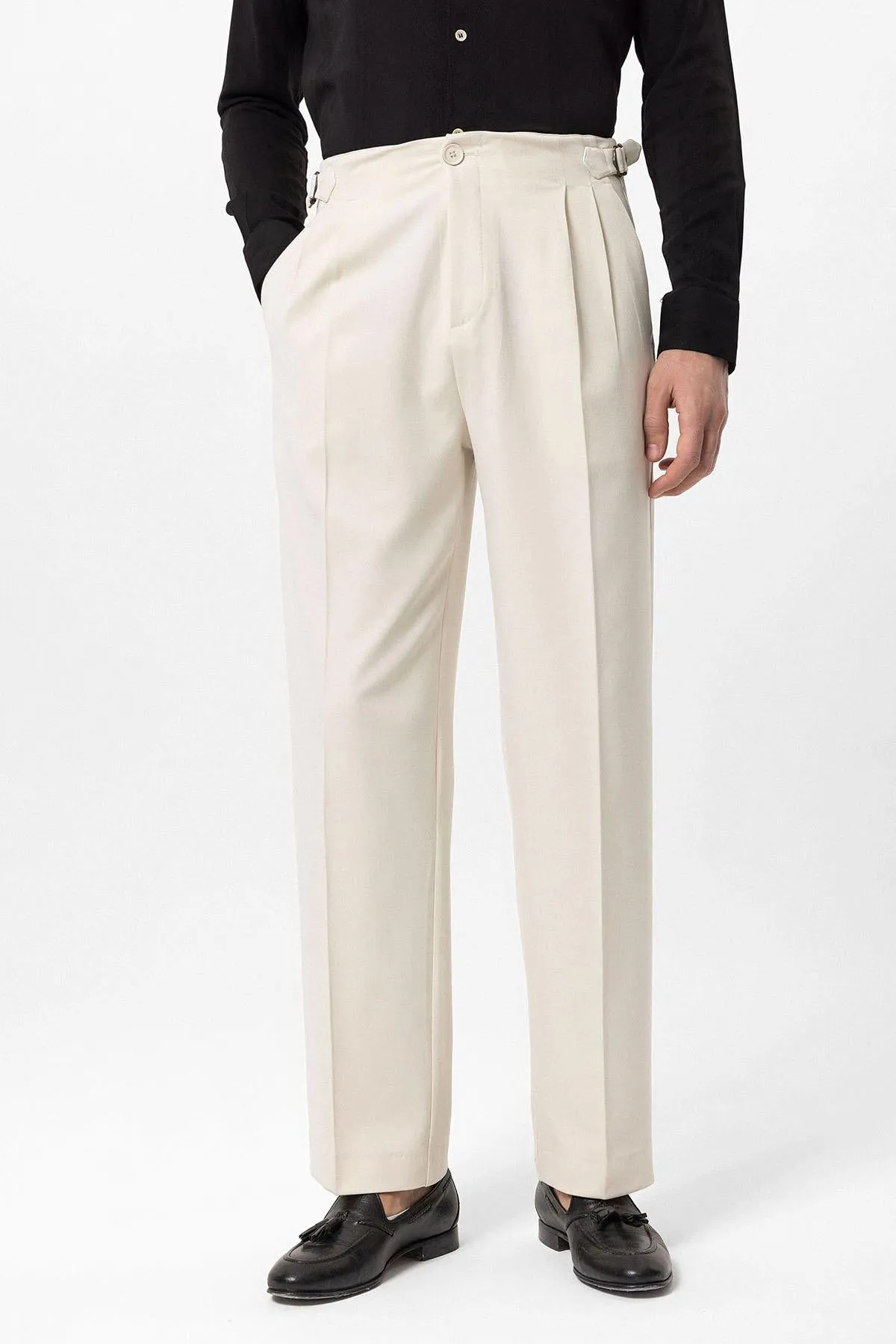 Men's Ecru Slim Fit Pants - Wessi sold by Wessi
