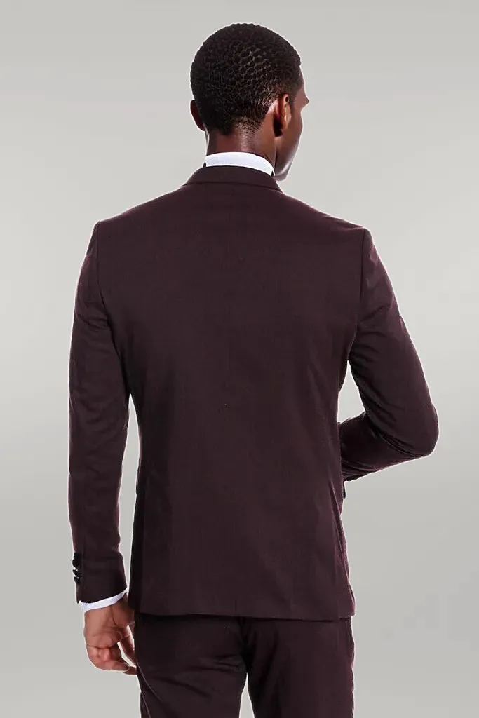 Velvet Lapel Slim Fit Burgundy Men Tuxedo - Wessi sold by Wessi product image thumbnail 4