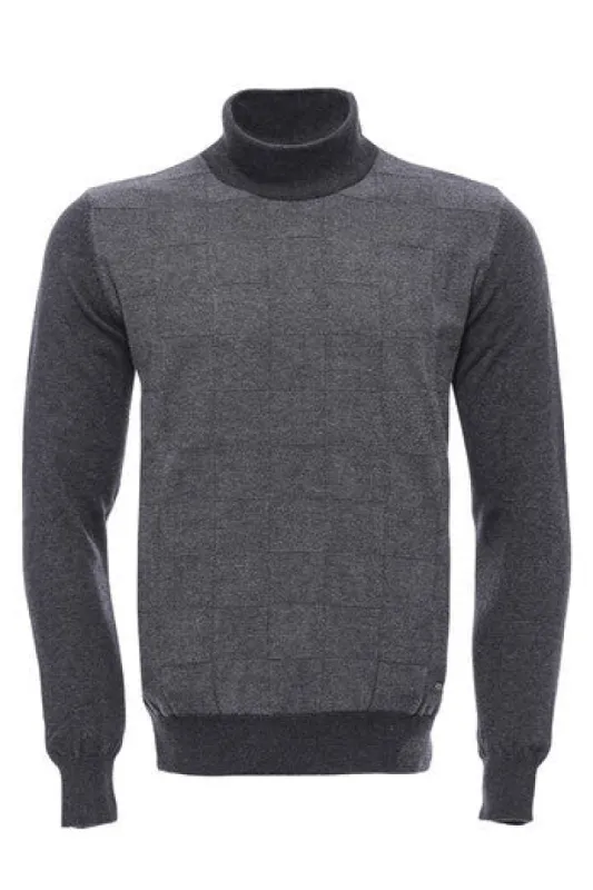 Half Turtleneck Patterned Anthracite Men Knitwear - Wessi sold by Wessi