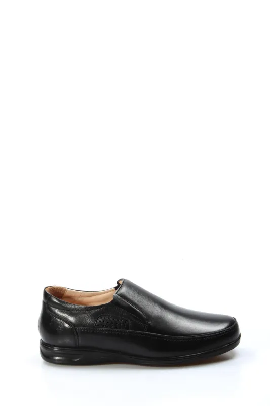 Men's Black Leather Slip-On Loafers with Perforated Detailing - Wessi sold by Wessi