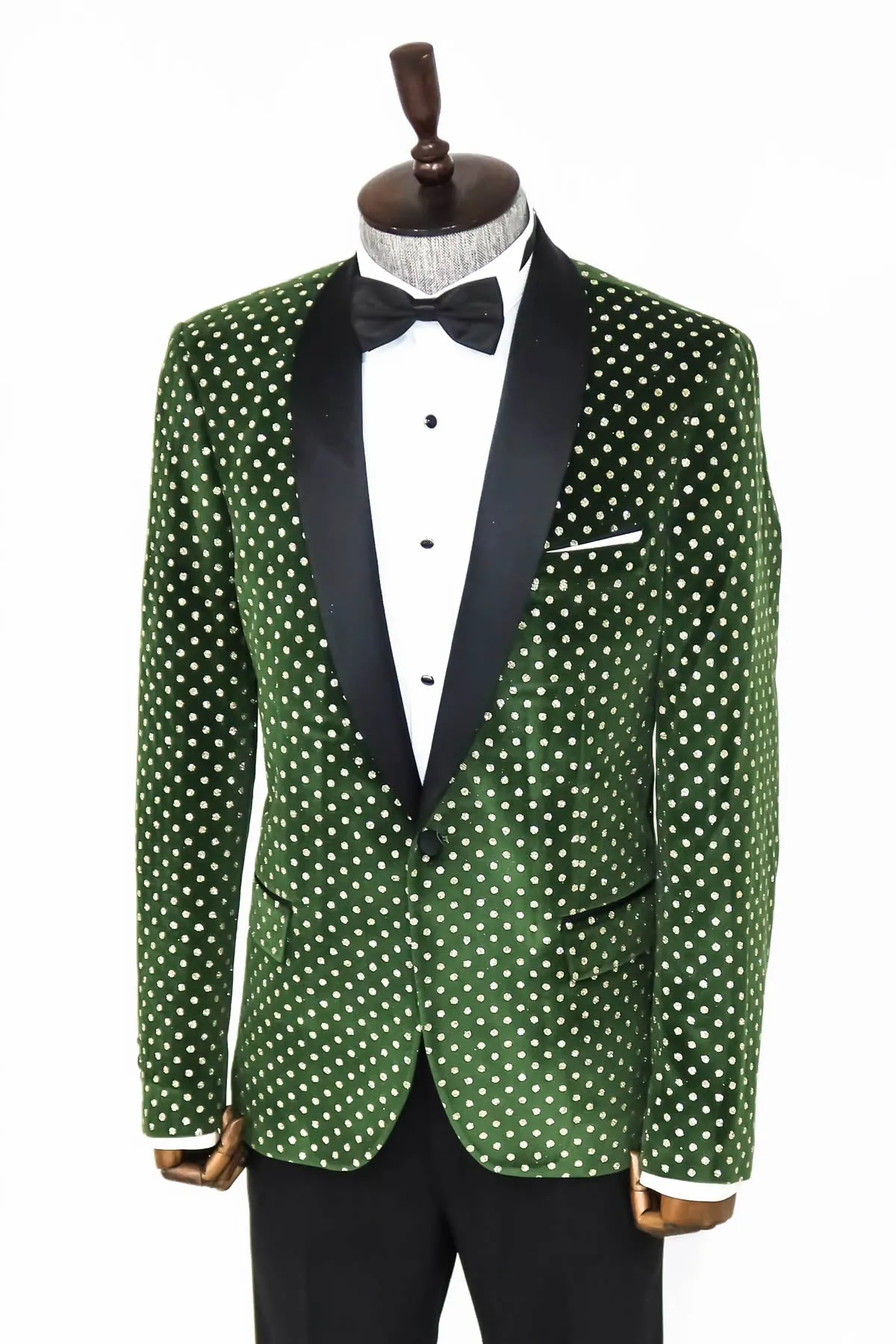 Dot Pattern Slim Fit Dark Green Men Wedding Groom Blazer - Wessi sold by Wessi product image thumbnail 5