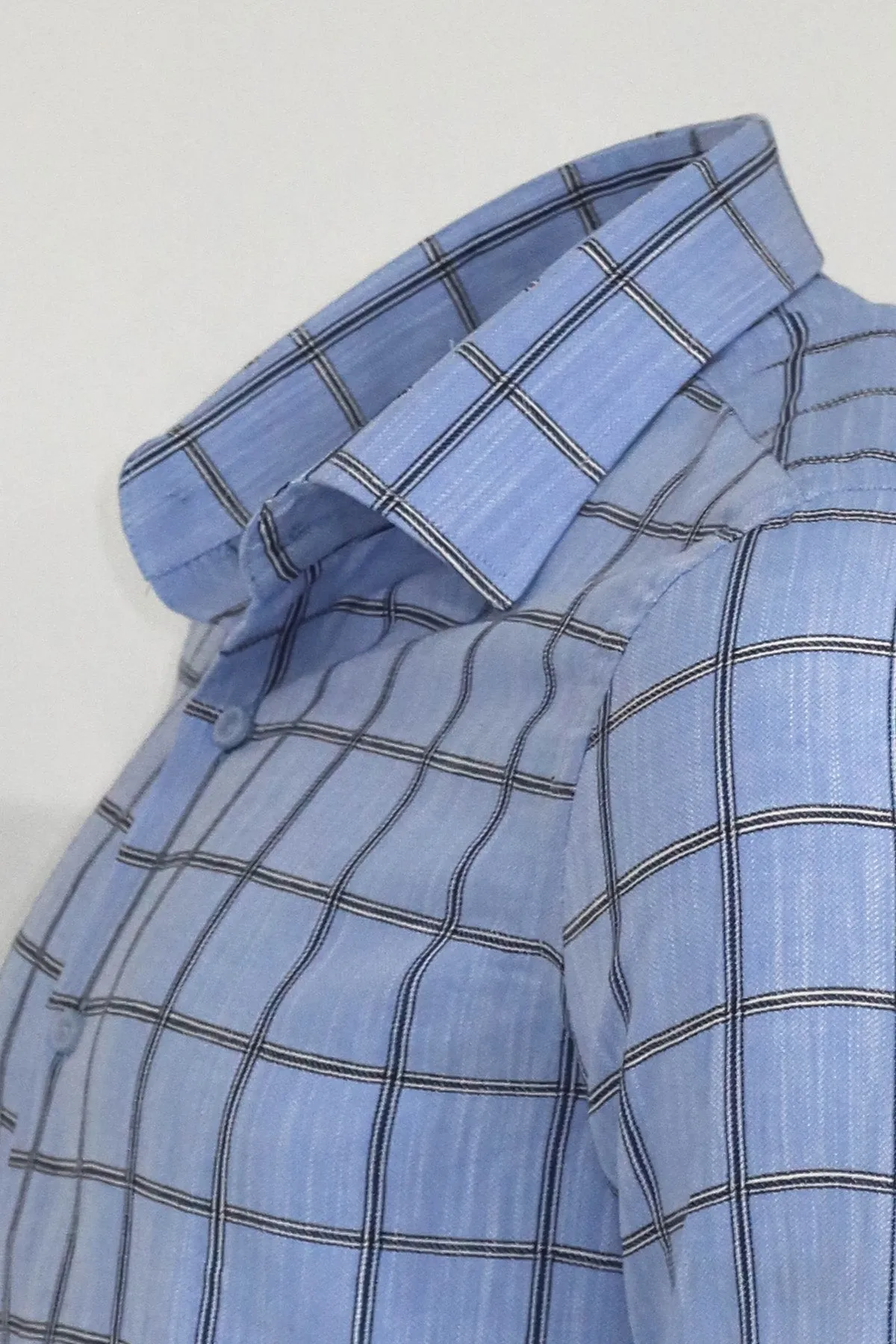 Plaid Slim Fit Blue Men Shirt - Wessi sold by Wessi product image thumbnail 3