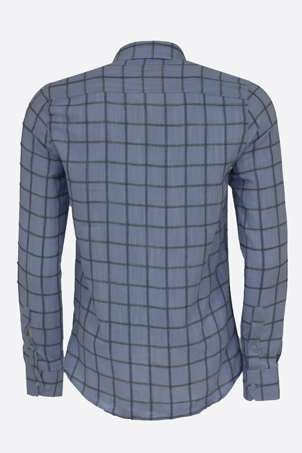 Plaid Slim Fit Blue Men Shirt - Wessi sold by Wessi product image thumbnail 5
