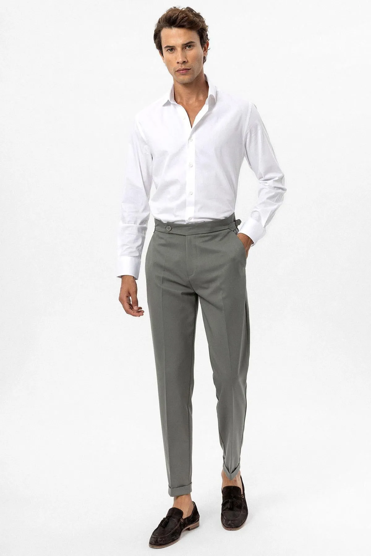 Men's Khaki High-Waist Regular Fit Pants - Wessi sold by Wessi product image thumbnail 2