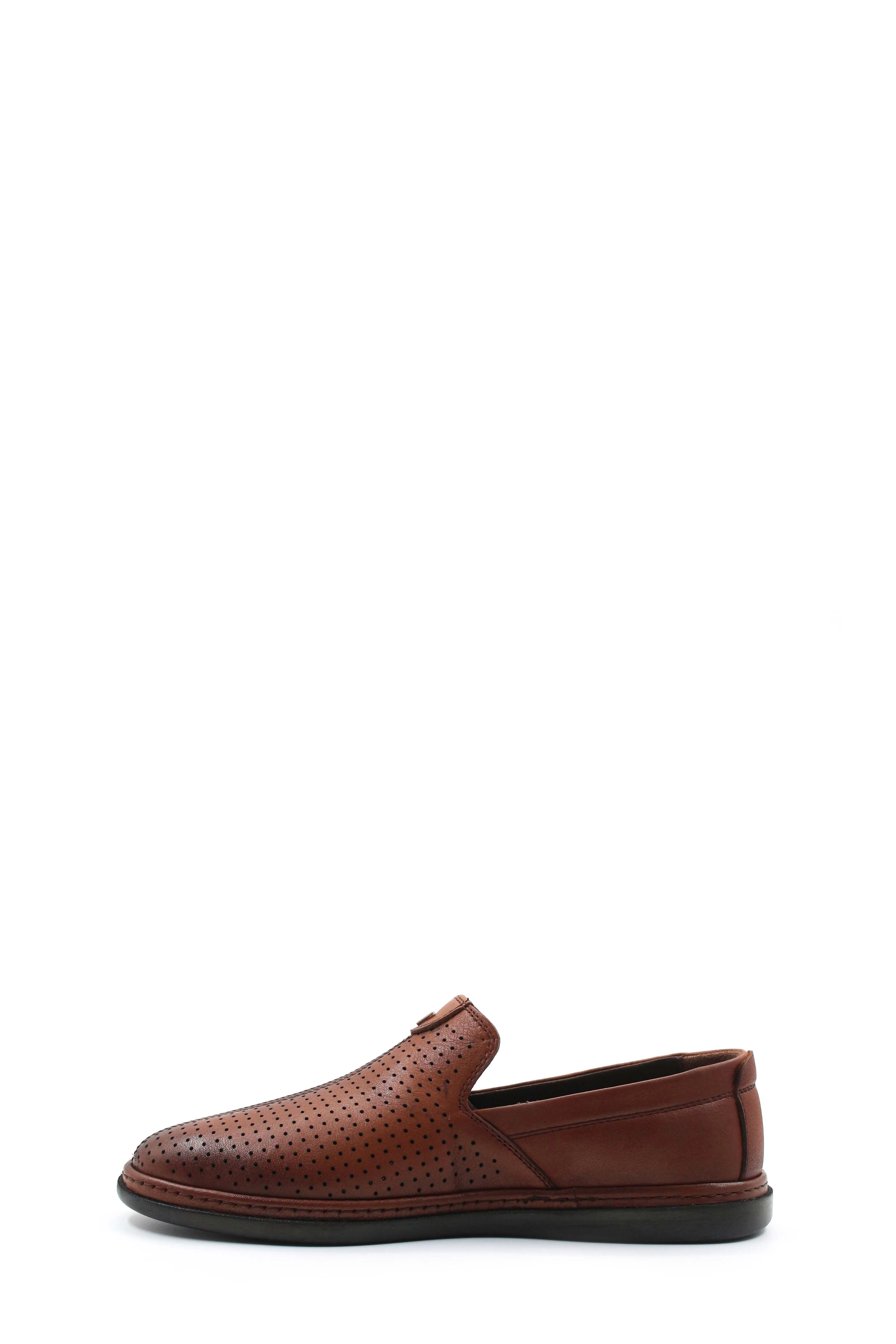 Brown Perforated Leather Slip-On Loafers-Wessi sold by Wessi product image thumbnail 2