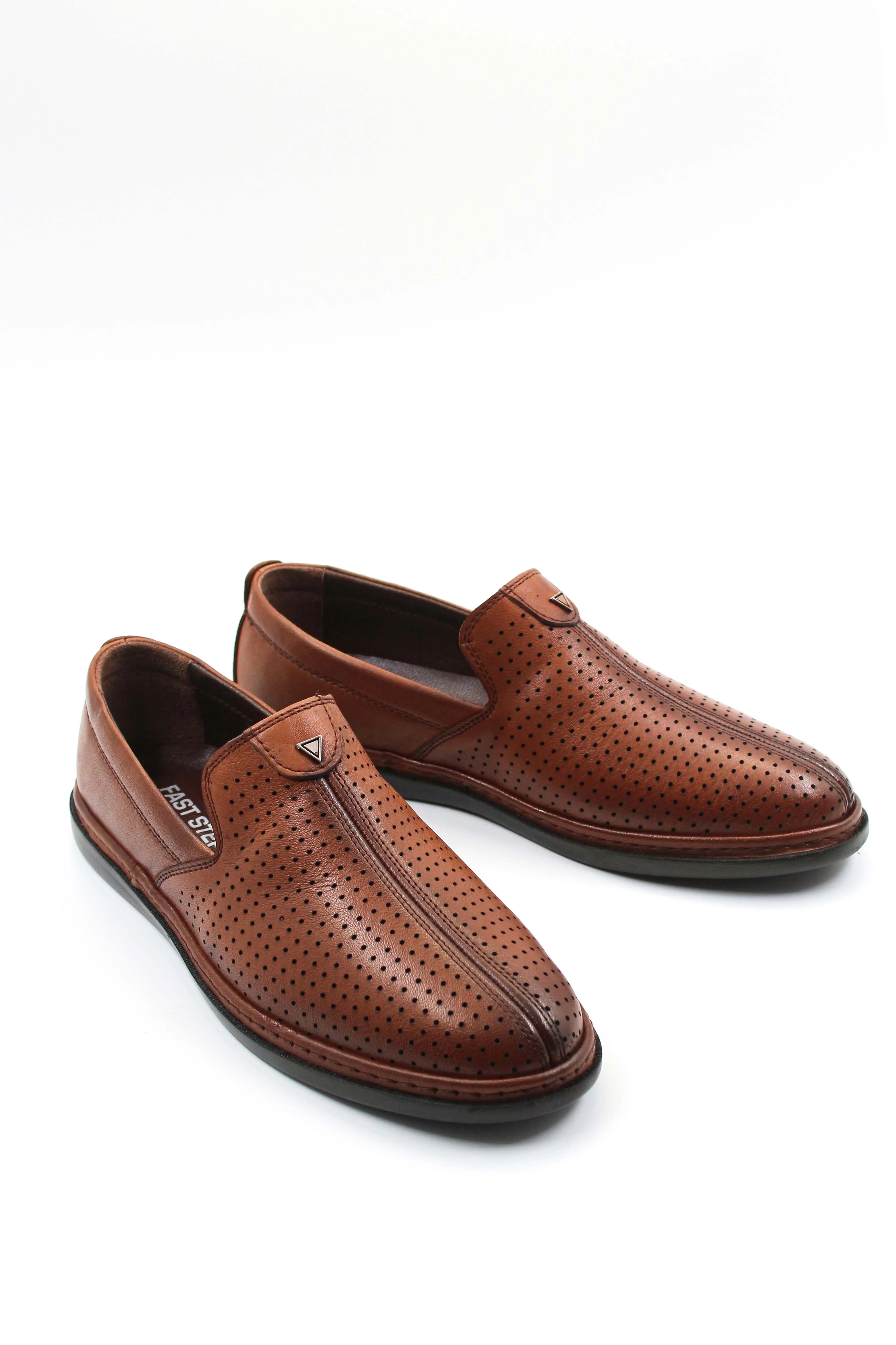 Brown Perforated Leather Slip-On Loafers-Wessi sold by Wessi product image thumbnail 4