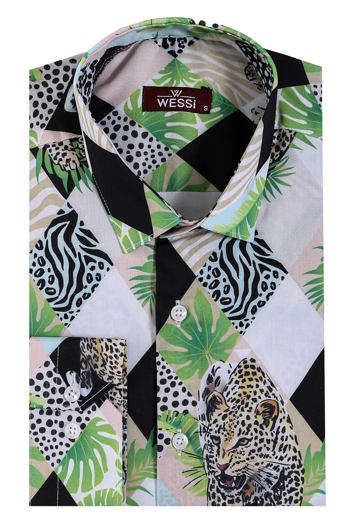 Leopard Pattern Long Sleeves Multicolor Men Shirt - Wessi sold by Wessi product image thumbnail 2