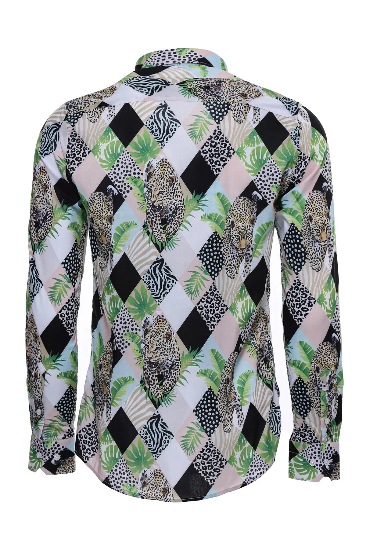 Leopard Pattern Long Sleeves Multicolor Men Shirt - Wessi sold by Wessi product image thumbnail 4