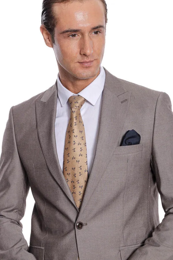 Plain 2 Piece Slim Fit Light Brown Men Suit - Wessi sold by Wessi product image thumbnail 3