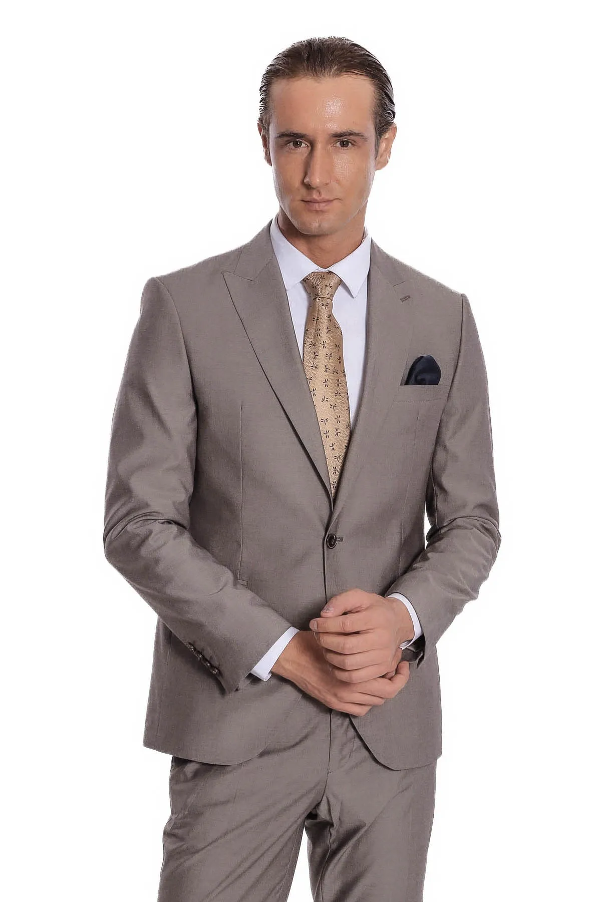 Plain 2 Piece Slim Fit Light Brown Men Suit - Wessi sold by Wessi product image thumbnail 5