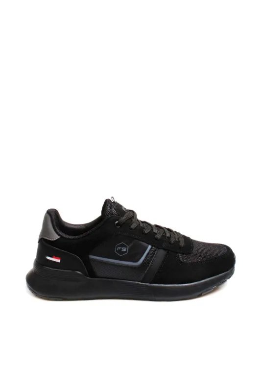 Men's Black Athletic Sneakers with Suede and Mesh Panels - Wessi sold by Wessi