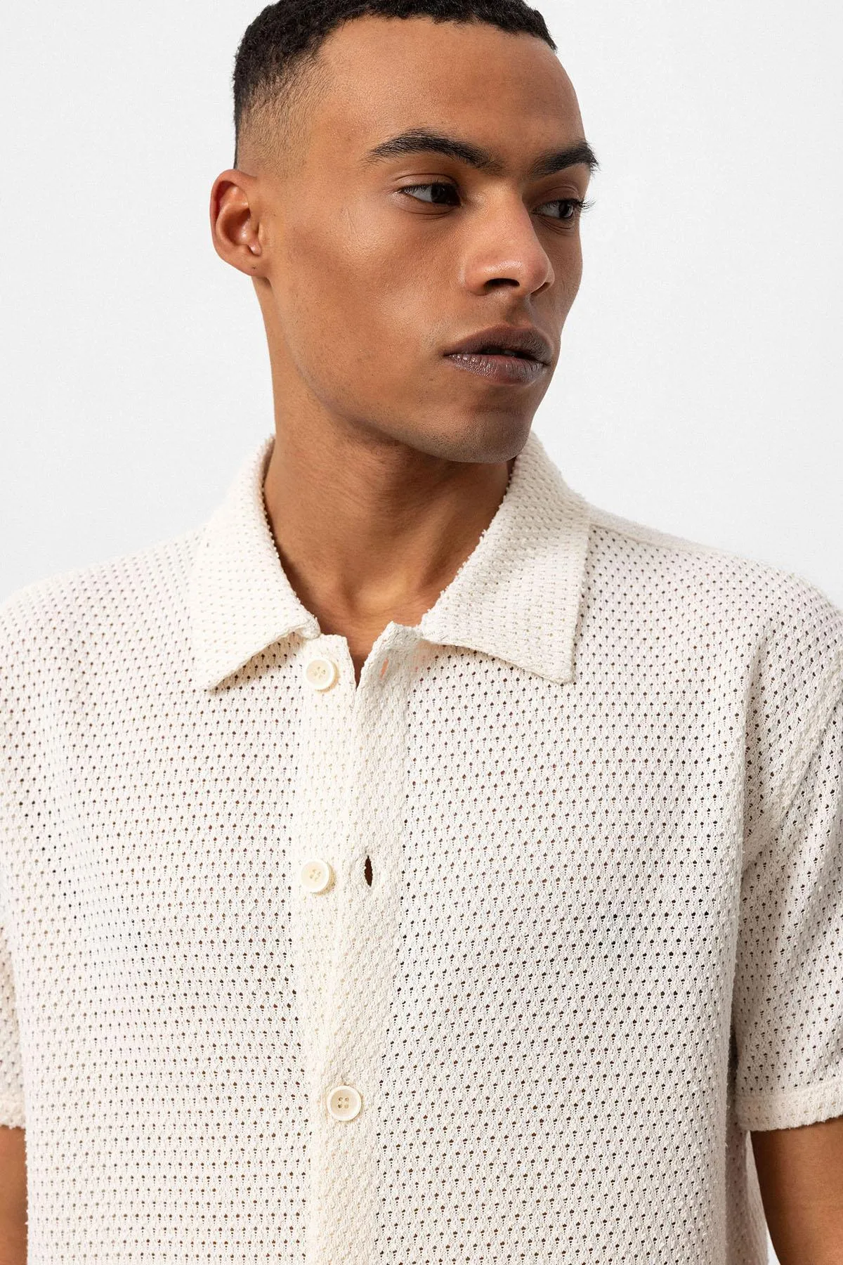 Men's Ecru Textured Short Sleeve Shirt - Wessi sold by Wessi product image thumbnail 5