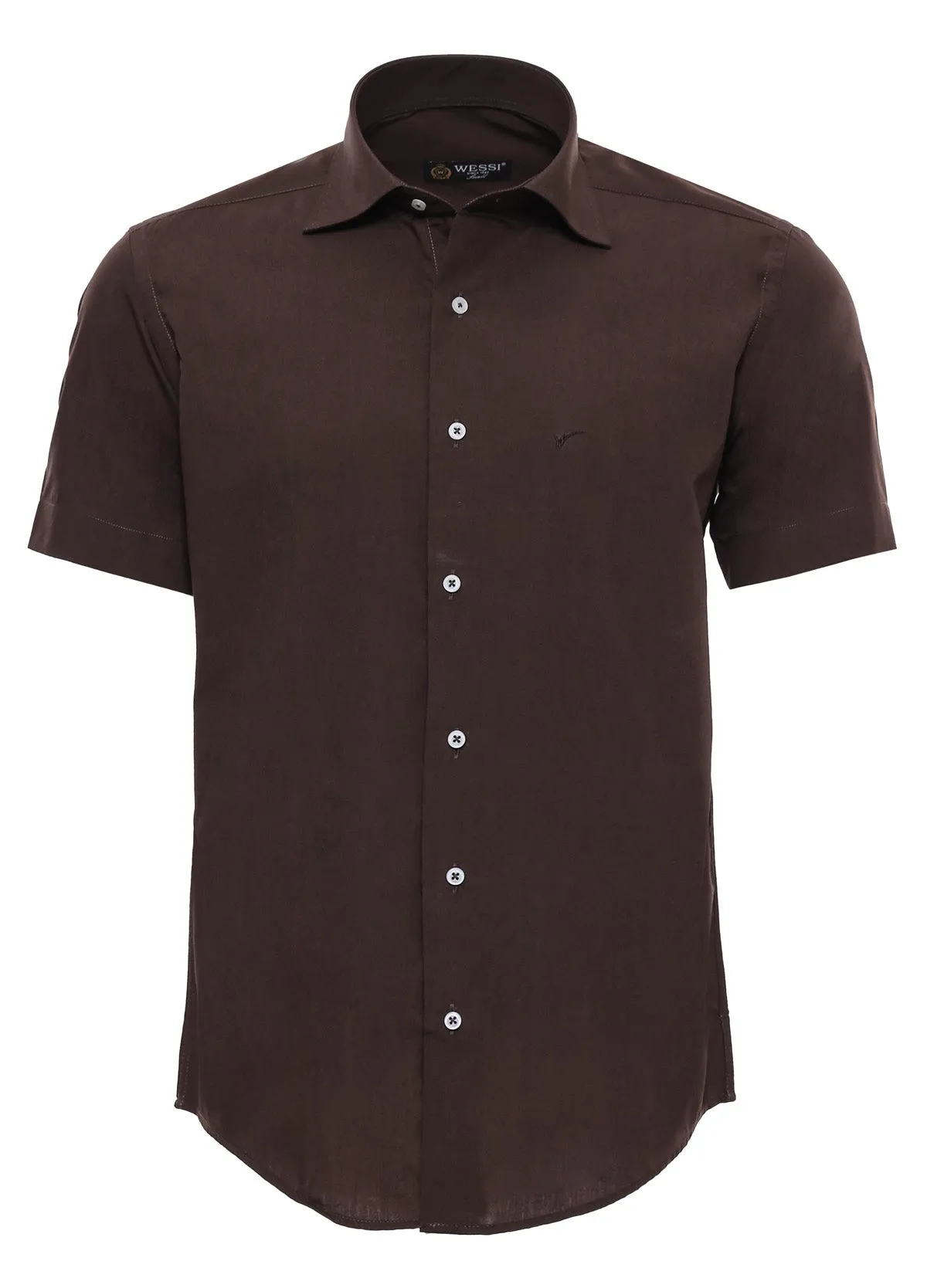 Short Sleeve Cotton Brown Men Shirt - Wessi sold by Wessi