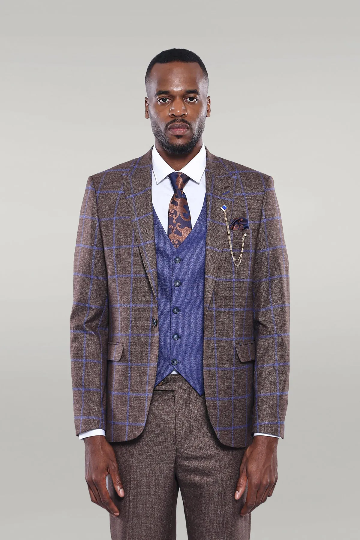 Brown Blue Checked Suit | Wessi sold by Wessi product image thumbnail 5