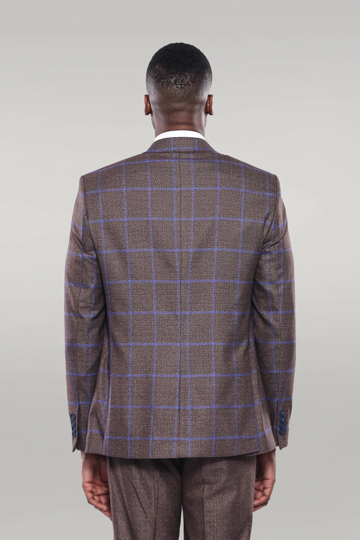 Brown Blue Checked Suit | Wessi sold by Wessi product image thumbnail 4
