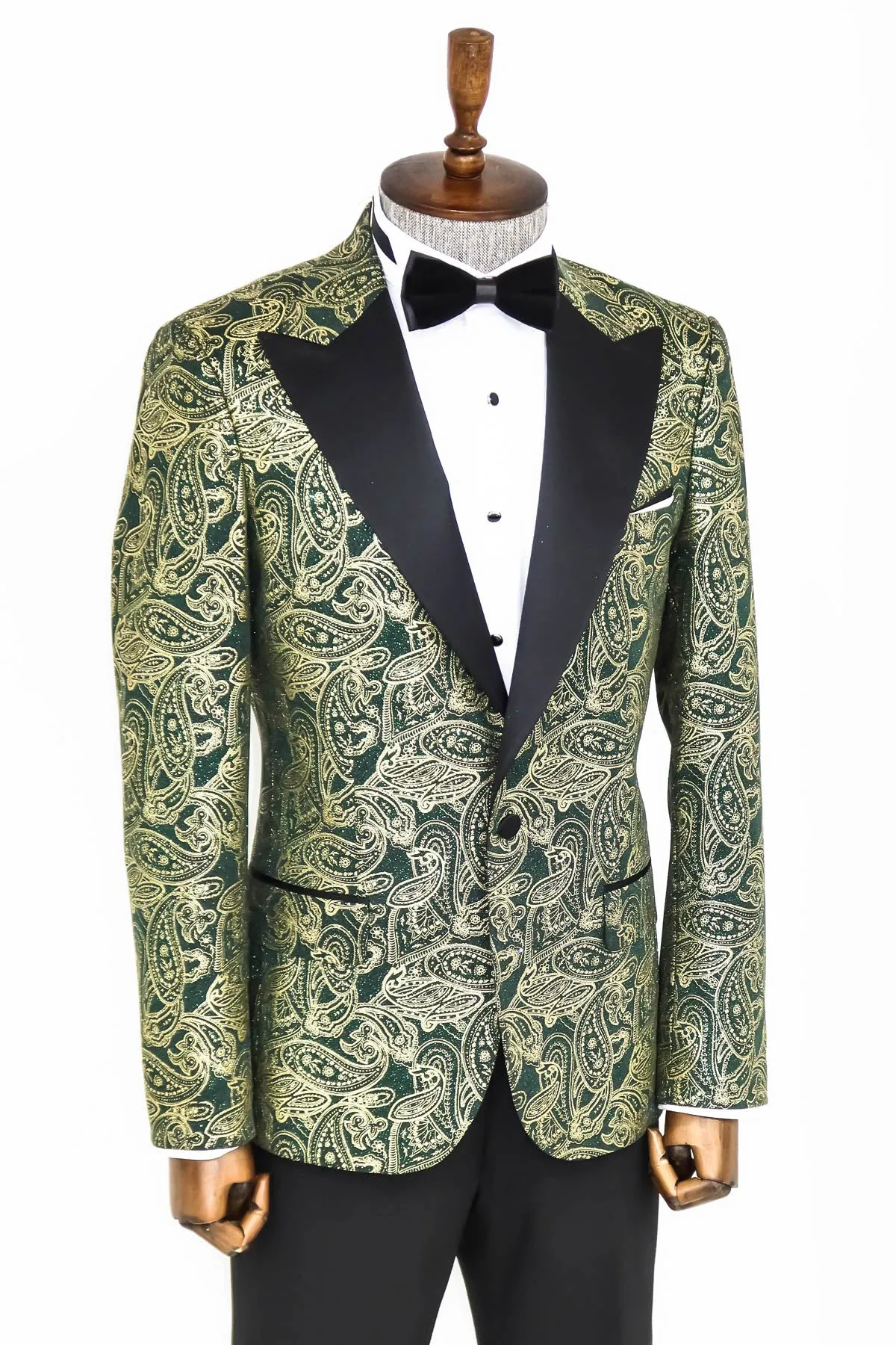 Paisley Peak Lapel Green Men Stage Tuxedo Jacket - Wessi sold by Wessi product image thumbnail 5