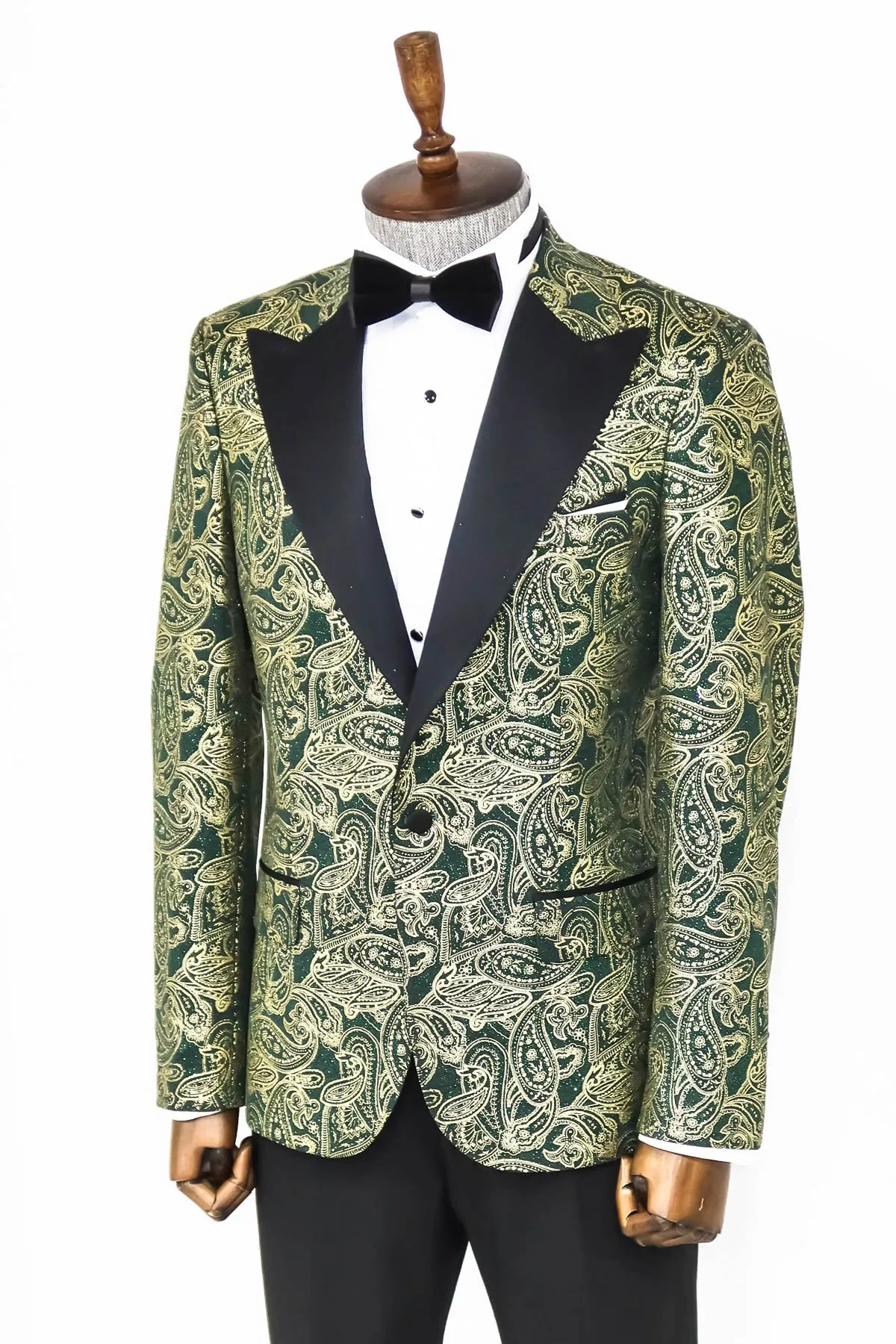 Paisley Peak Lapel Green Men Stage Tuxedo Jacket - Wessi sold by Wessi product image thumbnail 4
