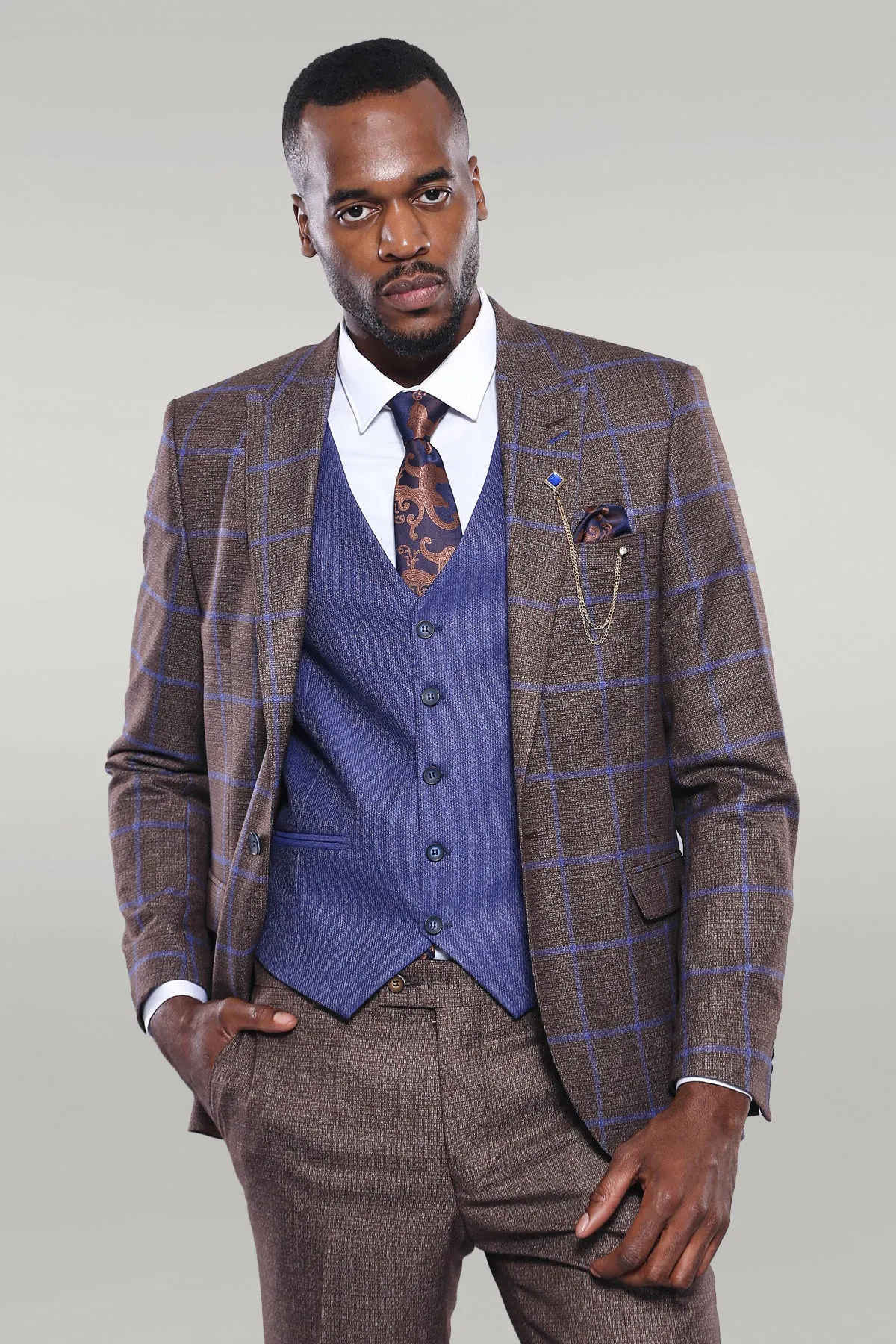 Brown Blue Checked Suit | Wessi sold by Wessi