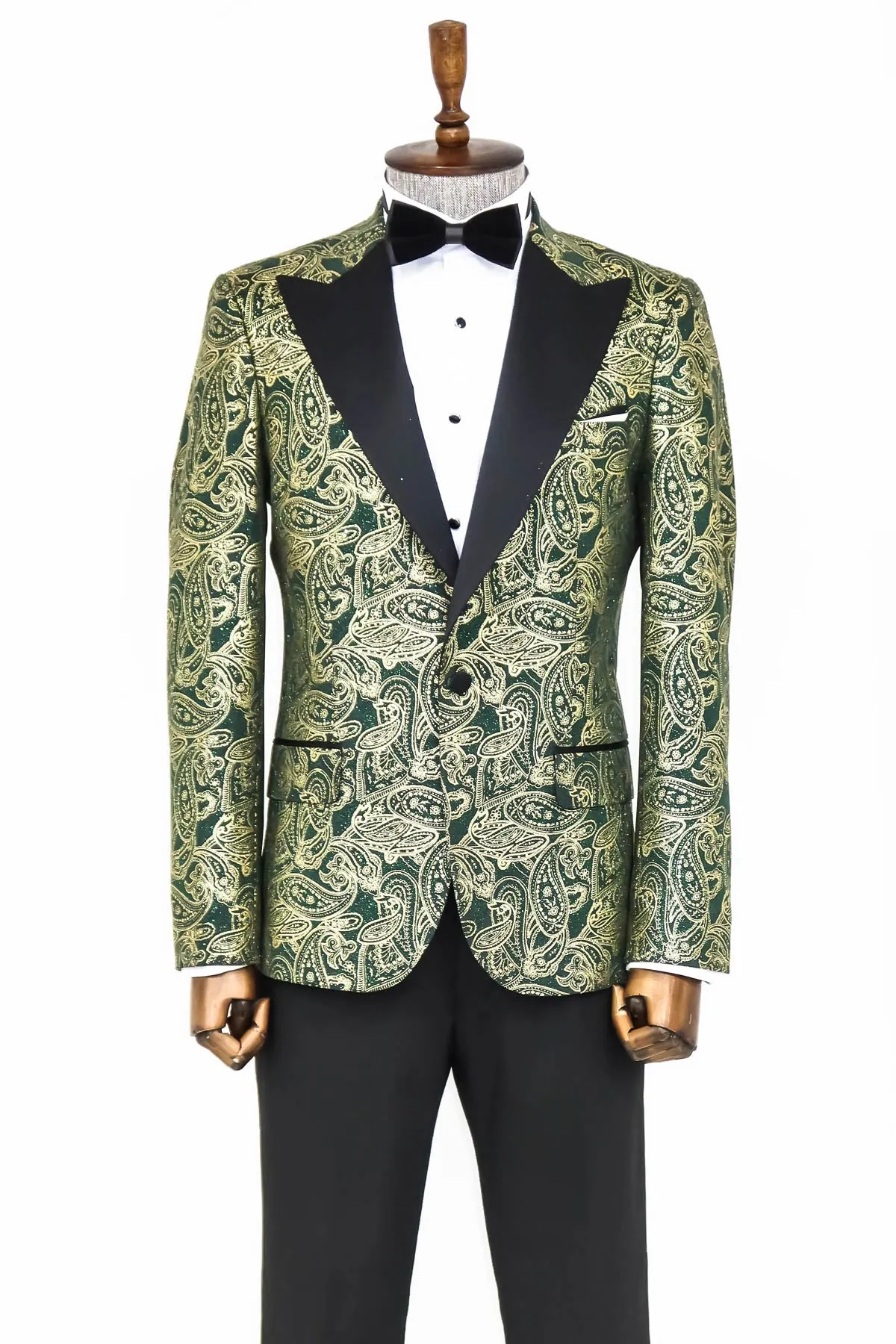 Paisley Peak Lapel Green Men Stage Tuxedo Jacket - Wessi sold by Wessi product image thumbnail 3