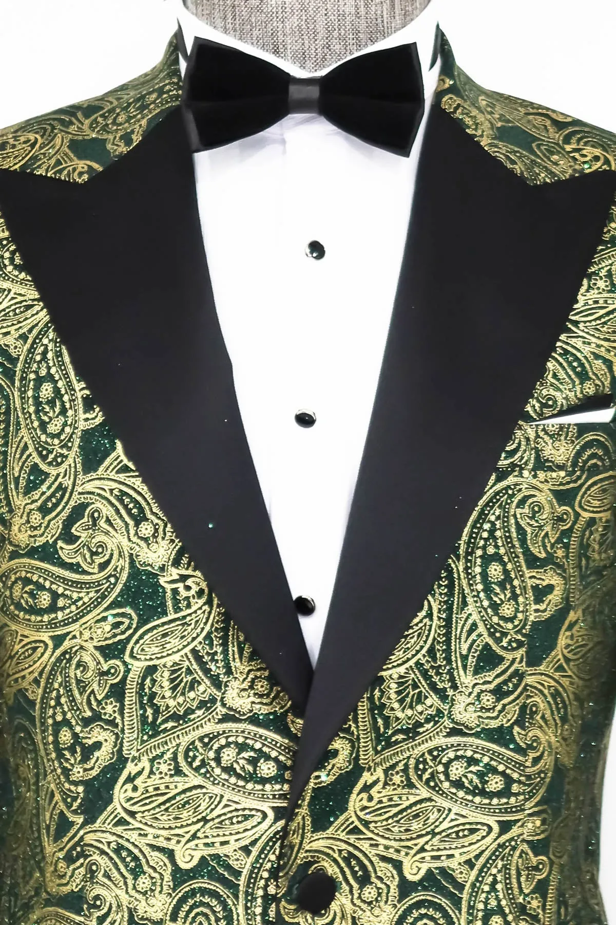 Paisley Peak Lapel Green Men Stage Tuxedo Jacket - Wessi sold by Wessi product image thumbnail 2