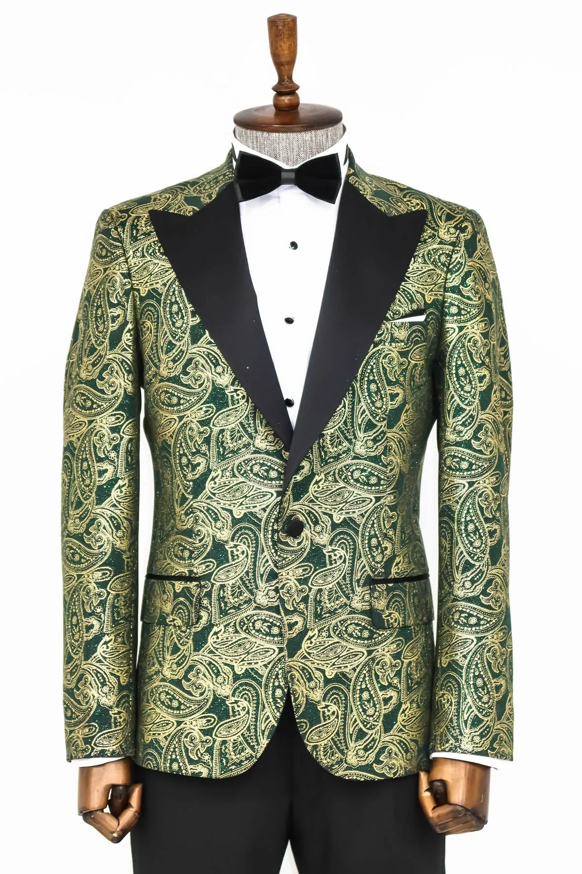 Paisley Peak Lapel Green Men Stage Tuxedo Jacket - Wessi sold by Wessi