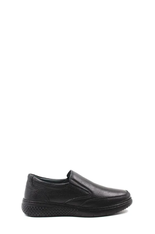 Men's Black Leather Slip-On Shoes with Cushioned Sole - Wessi sold by Wessi