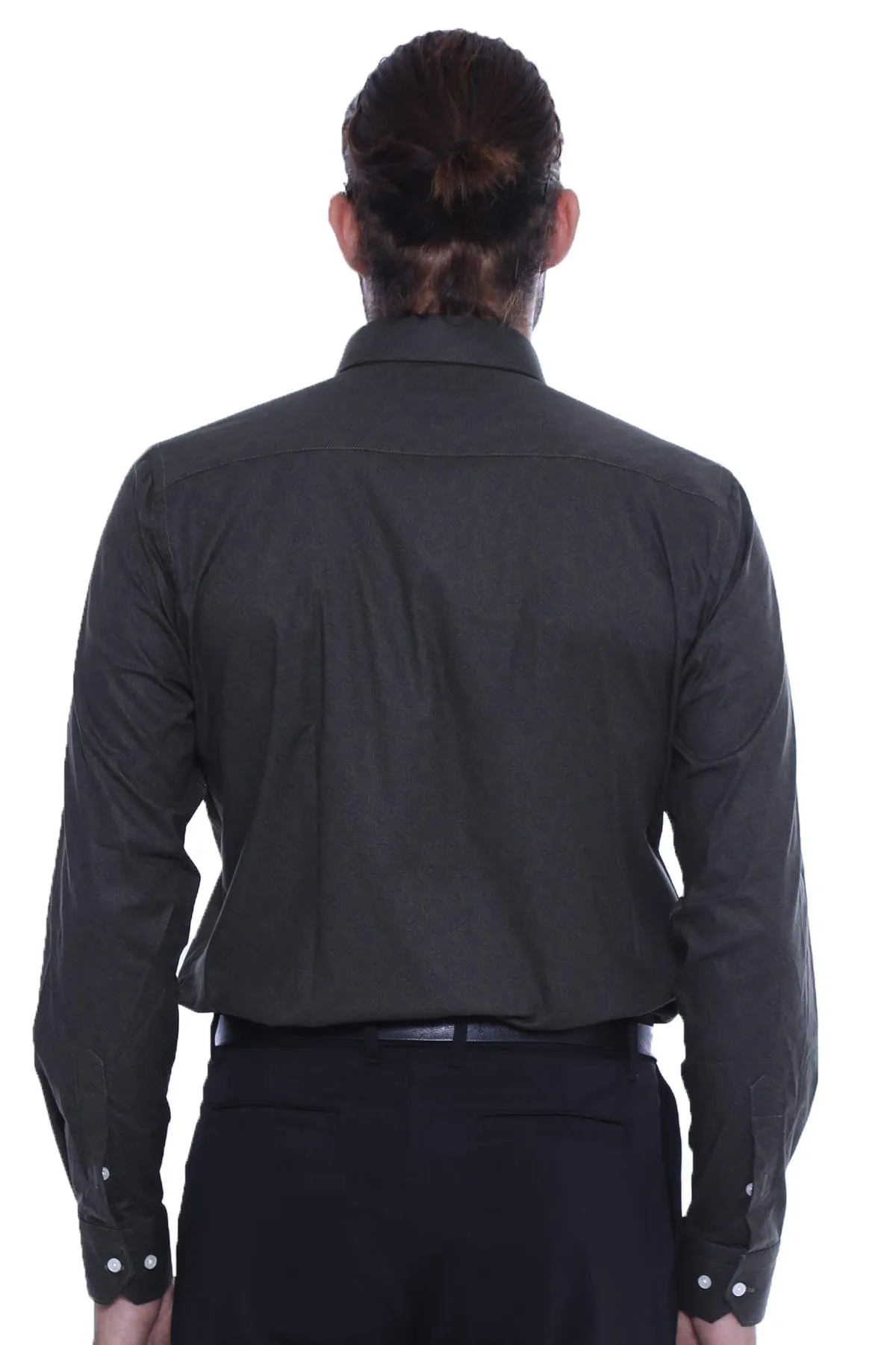 Green Self Patterned Slimfit Shirt - Wessi sold by Wessi product image thumbnail 3