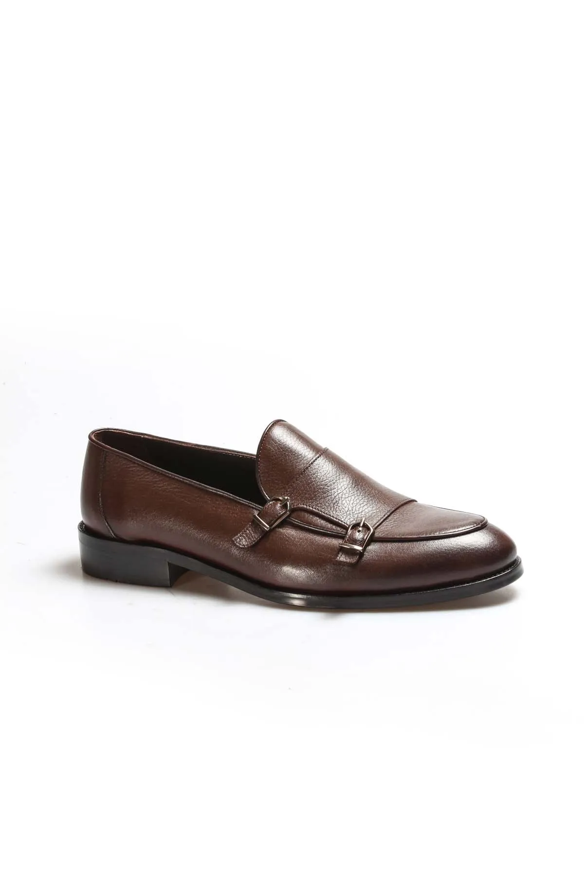 Men's Brown Leather Loafers with Double Monk Strap - Wessi sold by Wessi product image thumbnail 3