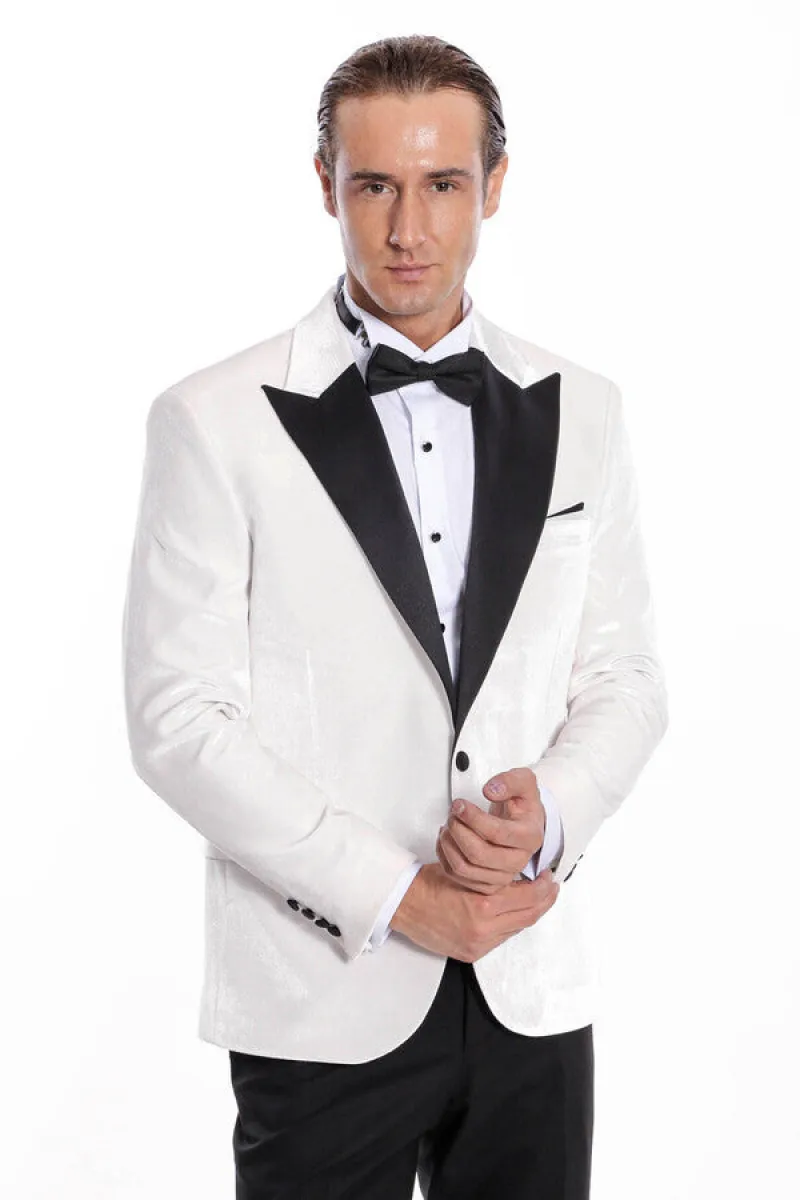 Velvet Slim Fit White Men Tuxedo Jacket - Wessi sold by Wessi