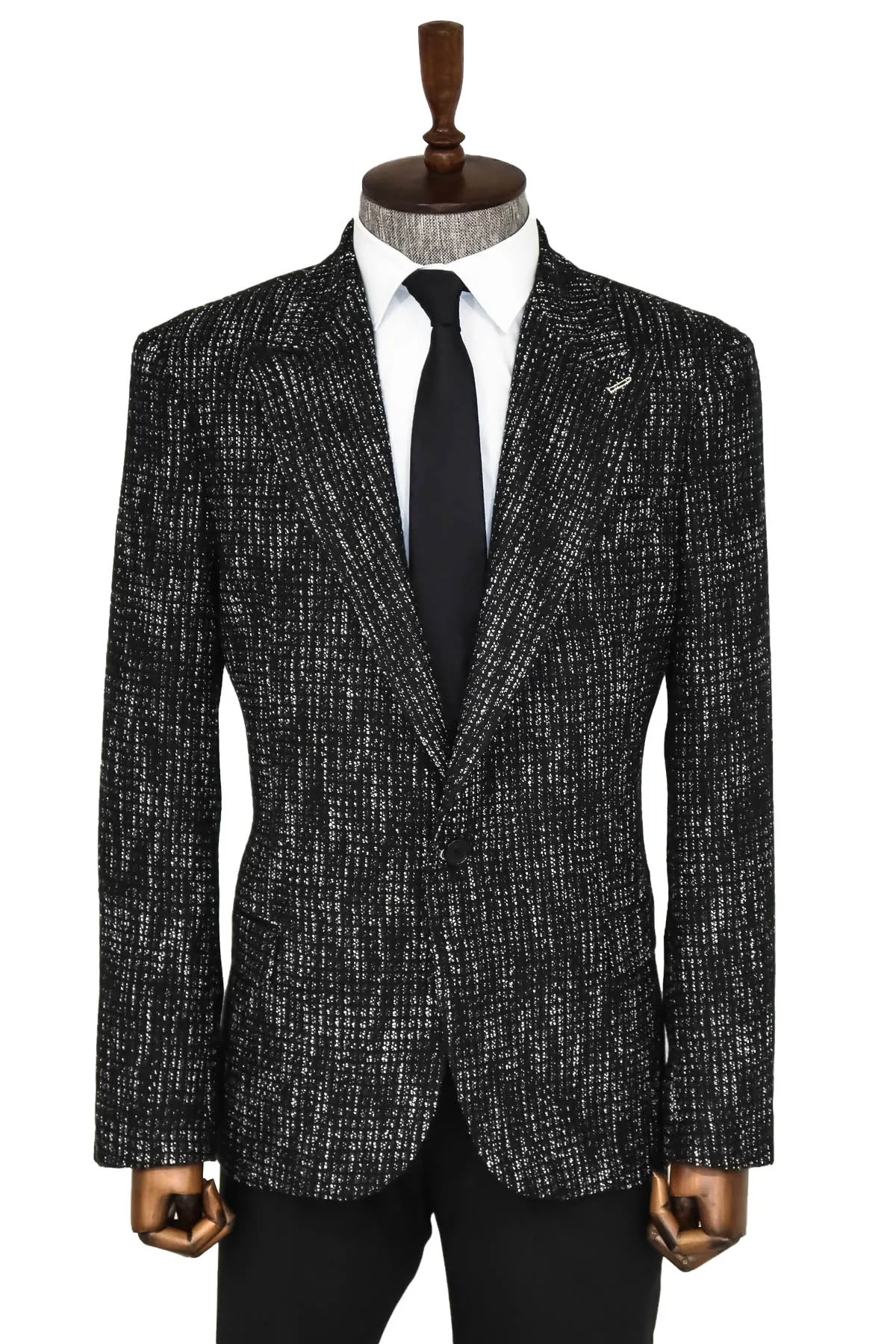 Slim Fit Patterned Sport Black Men Blazer - Wessi sold by Wessi