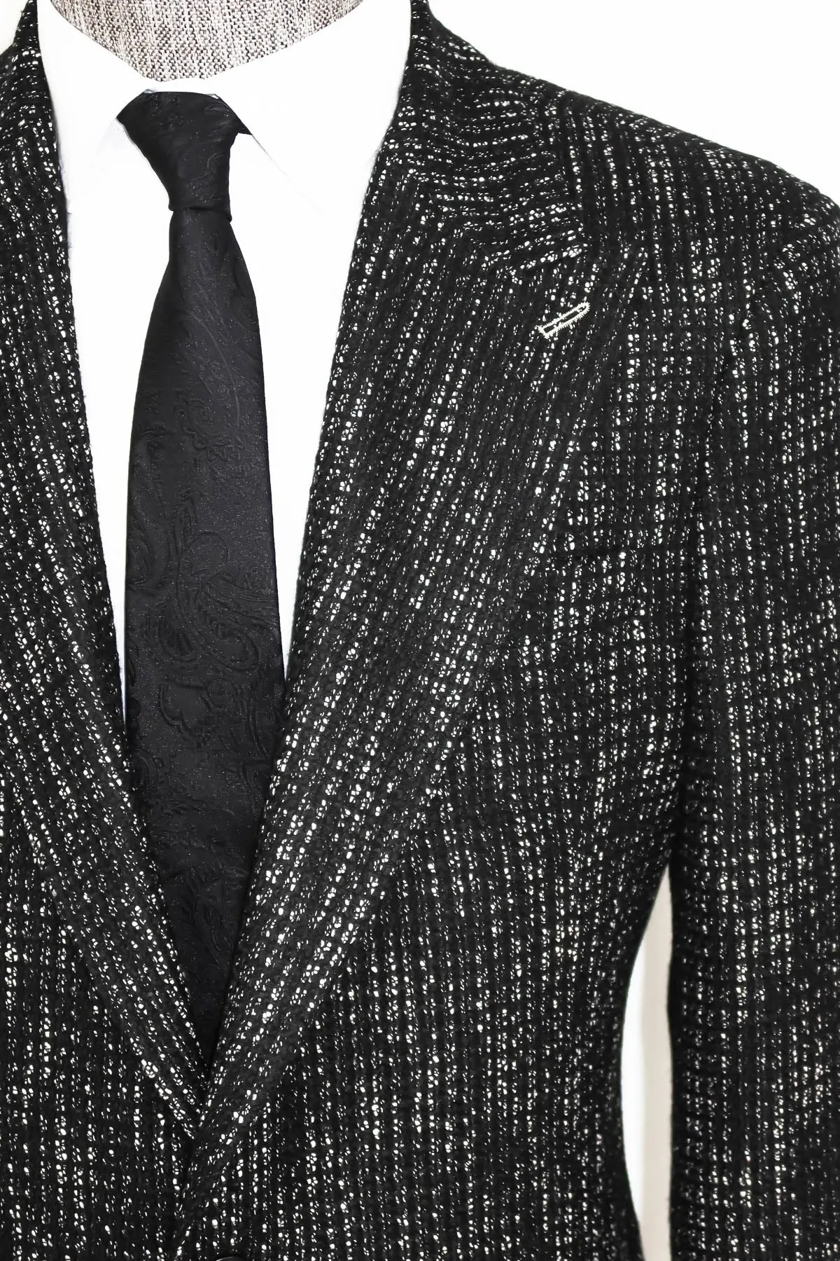 Slim Fit Patterned Sport Black Men Blazer - Wessi sold by Wessi product image thumbnail 2