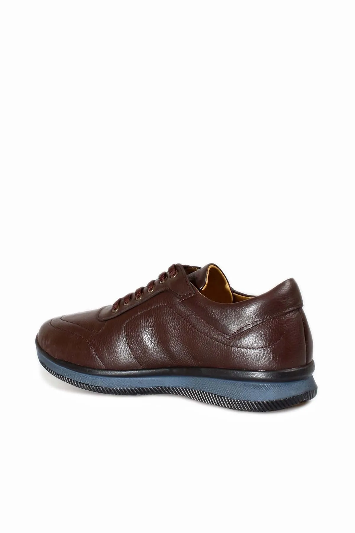 Men's Brown Leather Casual Sneakers with Blue Sole - Wessi sold by Wessi product image thumbnail 2