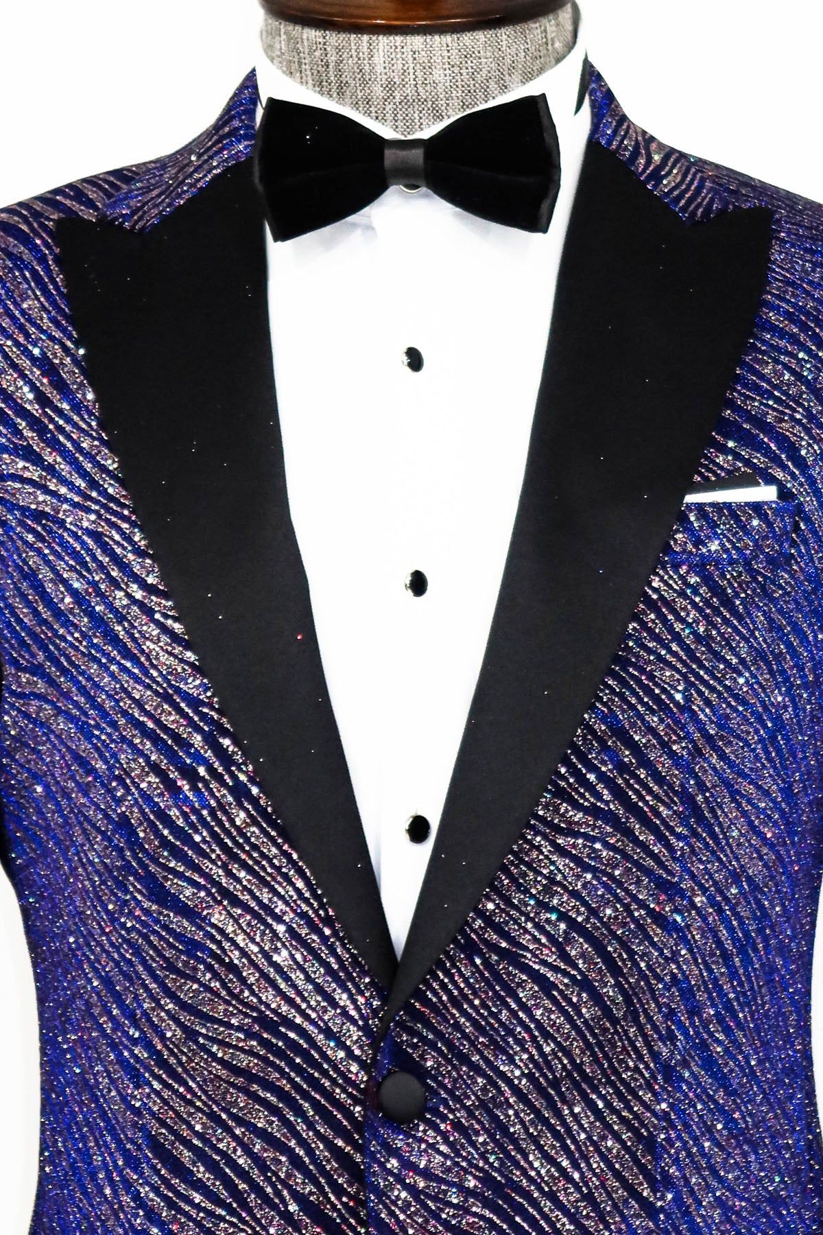 Glitter Pattern Slim Fit Navy Blue Men Prom Blazer - Wessi sold by Wessi product image thumbnail 2