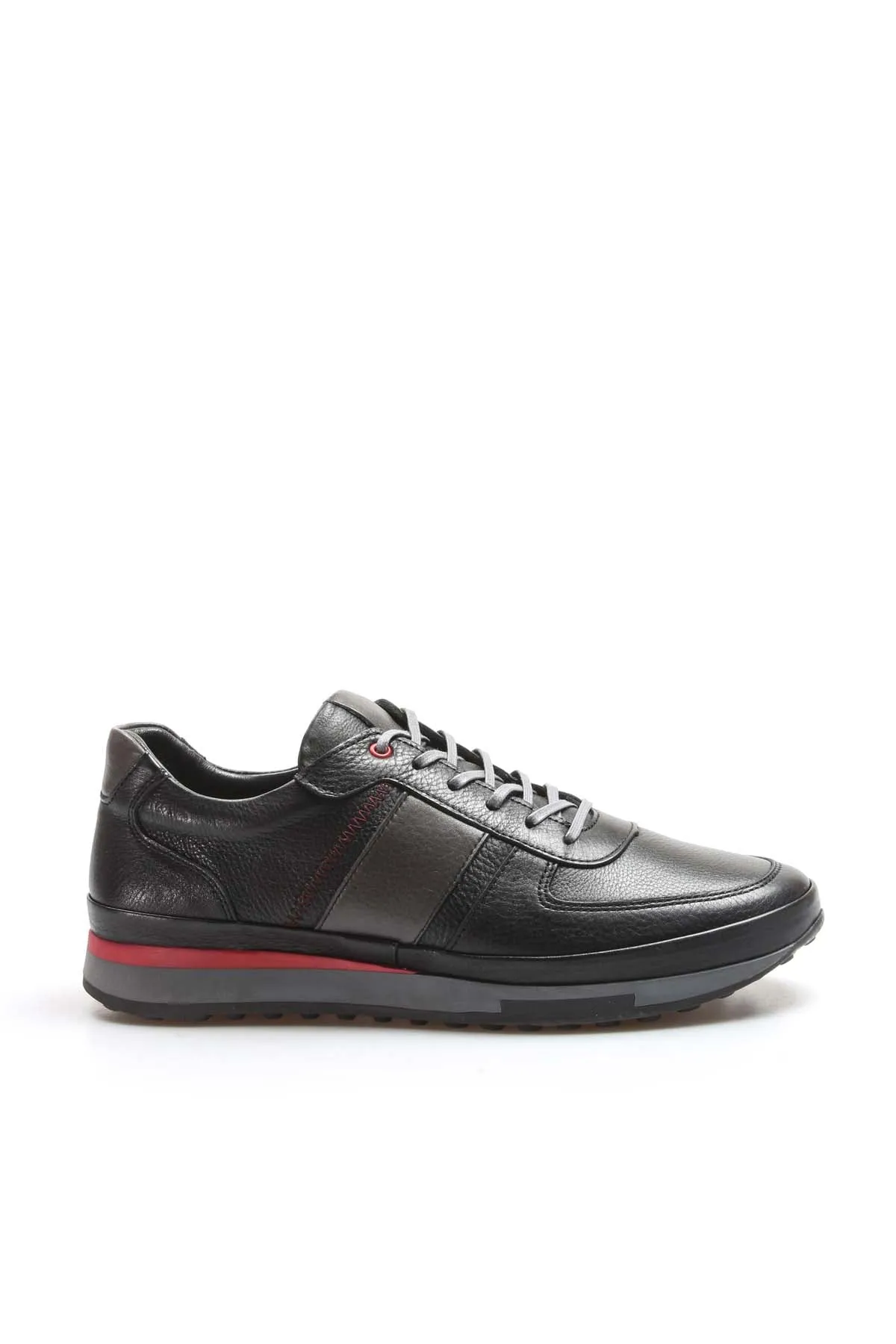 Men's Black Leather Sneakers with Red Accents and Cushioned Sole - Wessi sold by Wessi product image thumbnail 2