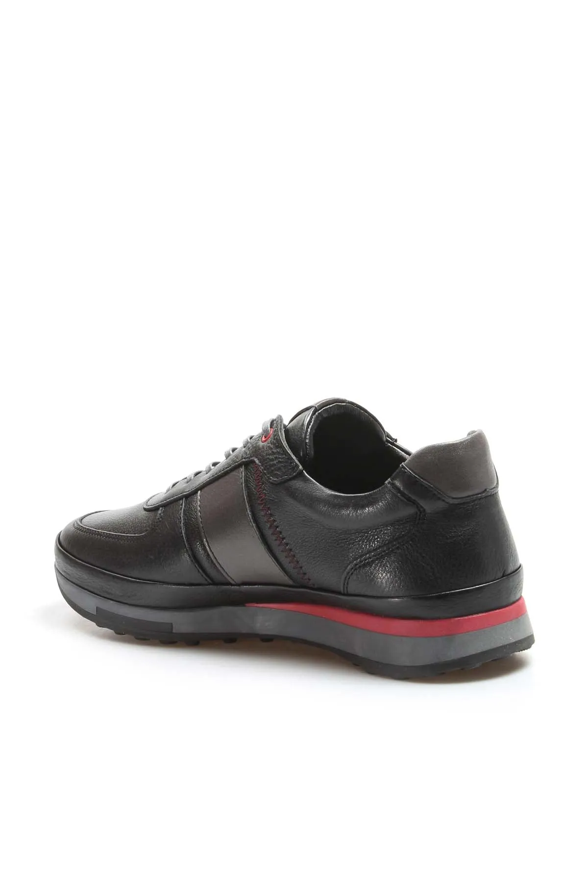 Men's Black Leather Sneakers with Red Accents and Cushioned Sole - Wessi sold by Wessi product image thumbnail 3