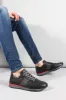 Men's Black Leather Sneakers with Red Accents and Cushioned Sole - Wessi sold by Wessi