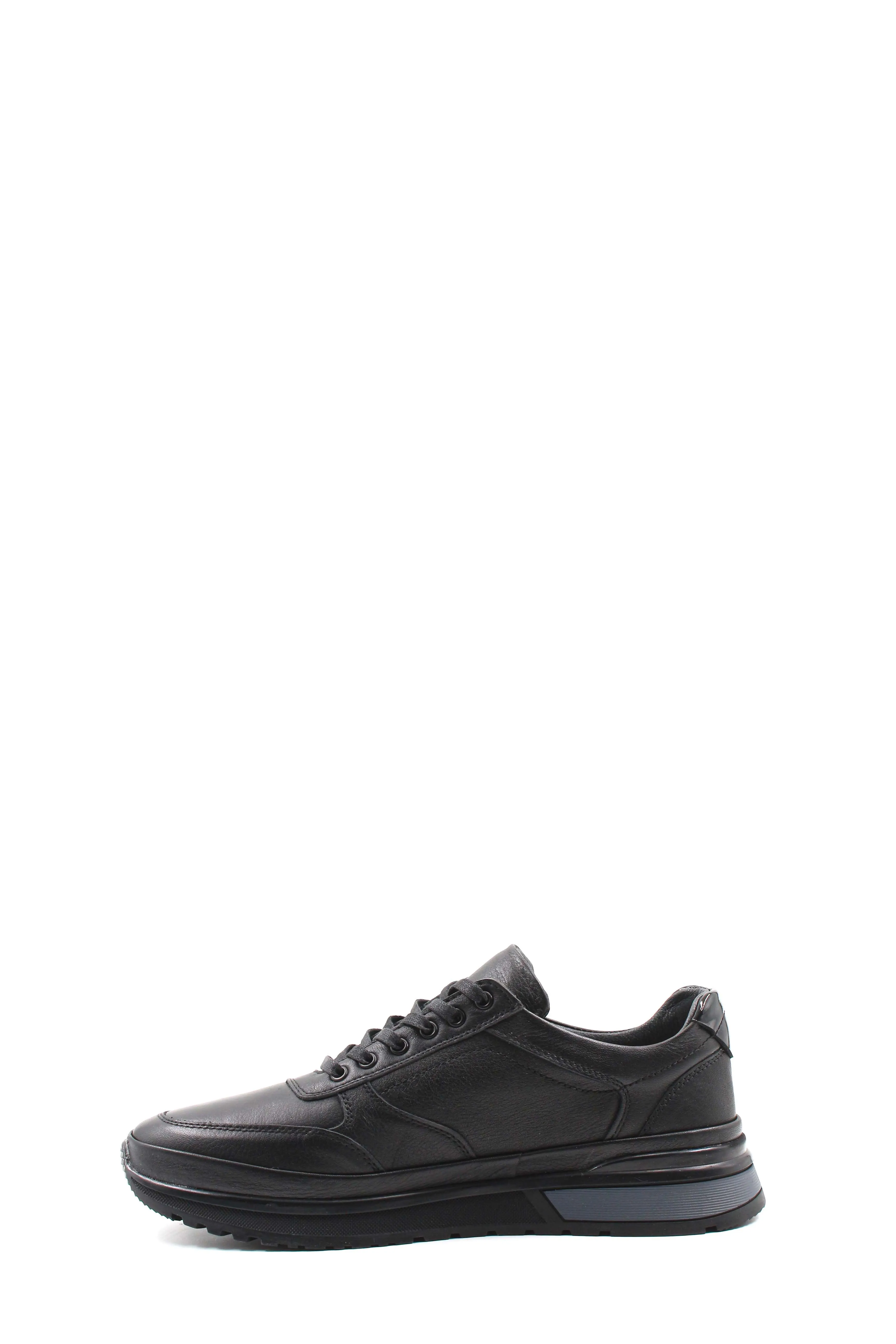 Men's Black Leather Lace-Up Sneakers with Elevated Sole - Wessi sold by Wessi product image thumbnail 2