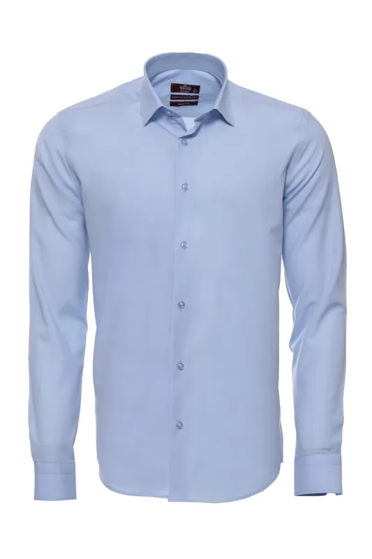 Sky Blue Plain Long Sleeves Regular Fit Shirt - Wessi sold by Wessi