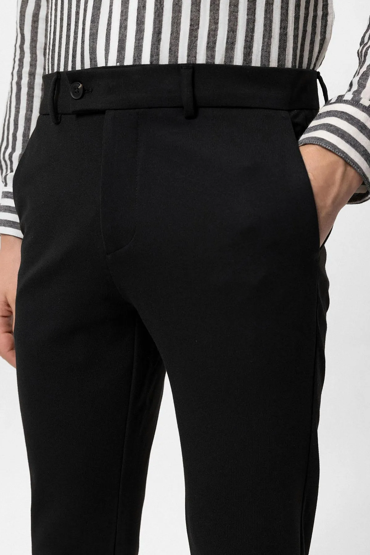 Black Slim Fit Men's Trousers - Wessi sold by Wessi product image thumbnail 4