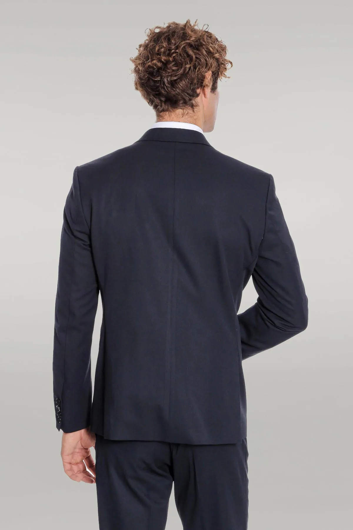 Plain 2 Piece Slim Fit Dark Blue Men Suit - Wessi sold by Wessi product image thumbnail 4