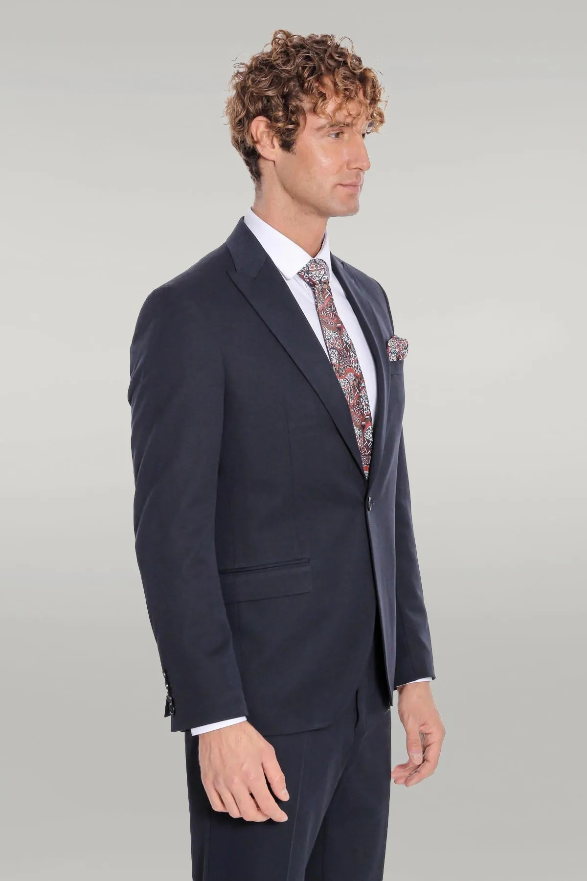 Plain 2 Piece Slim Fit Dark Blue Men Suit - Wessi sold by Wessi product image thumbnail 5