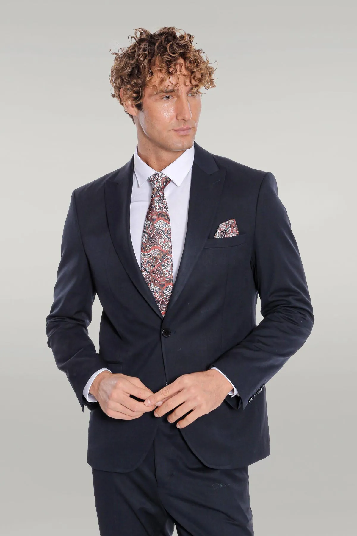 Plain 2 Piece Slim Fit Dark Blue Men Suit - Wessi sold by Wessi
