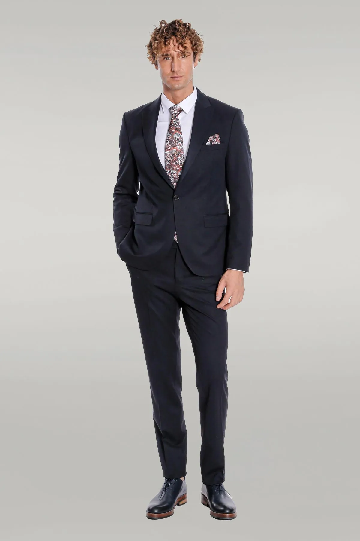 Plain 2 Piece Slim Fit Dark Blue Men Suit - Wessi sold by Wessi product image thumbnail 2