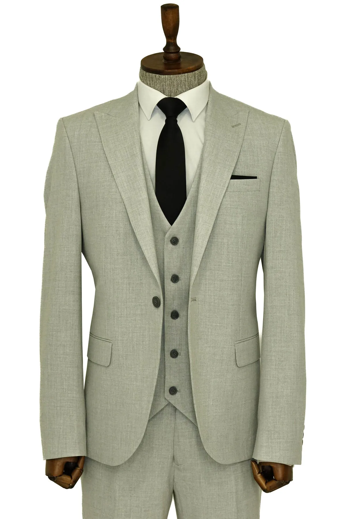 Three Piece Slim Fit Single Button Grey Men Suit sold by Wessi product image thumbnail 3
