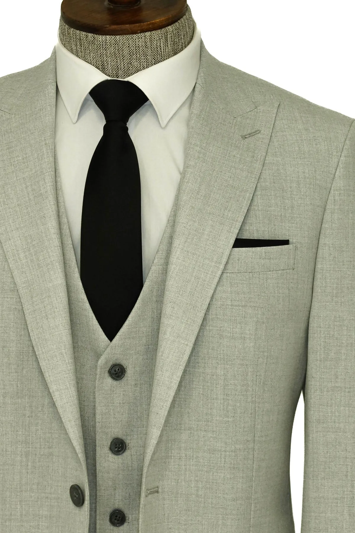 Three Piece Slim Fit Single Button Grey Men Suit sold by Wessi product image thumbnail 2