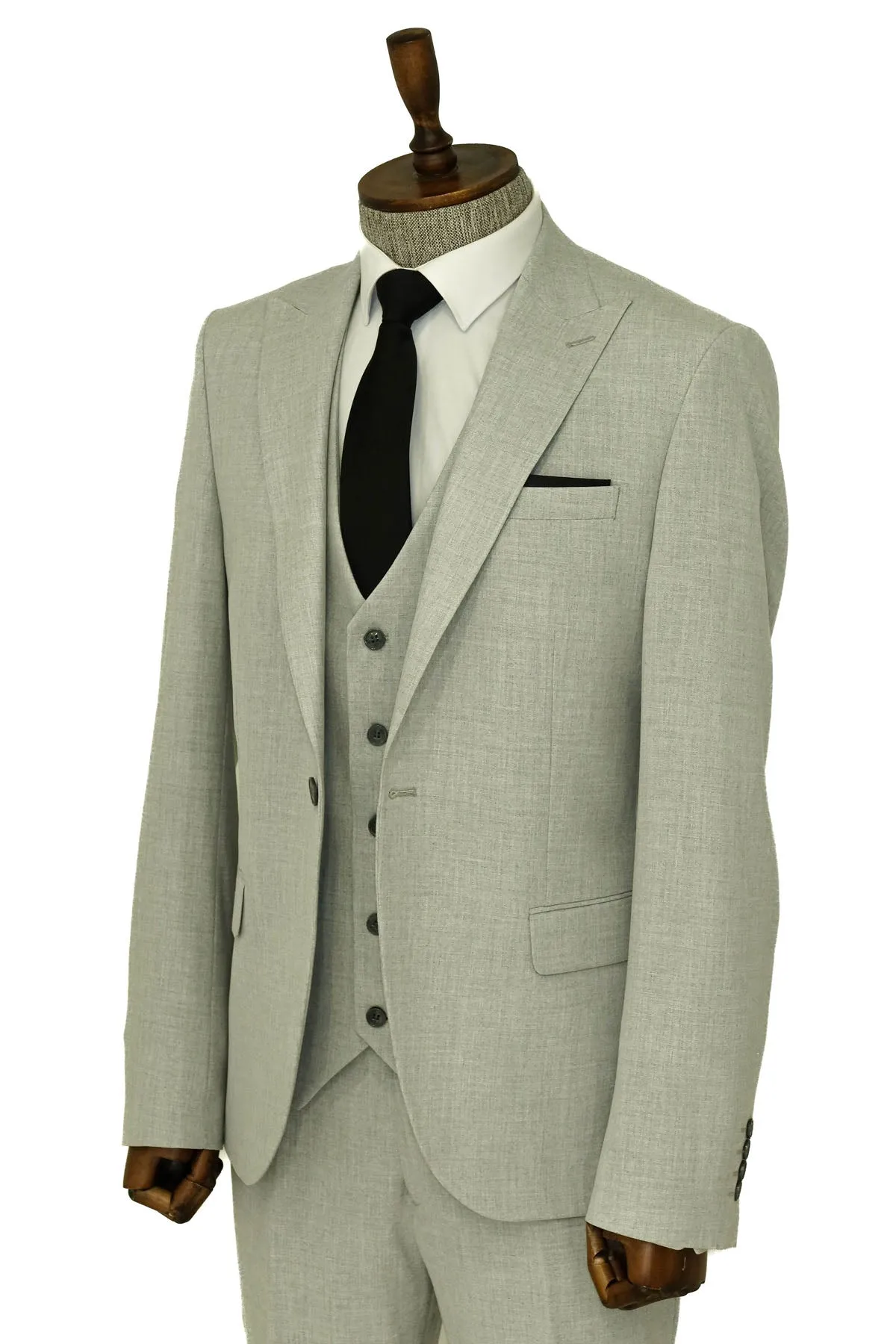 Three Piece Slim Fit Single Button Grey Men Suit sold by Wessi product image thumbnail 4