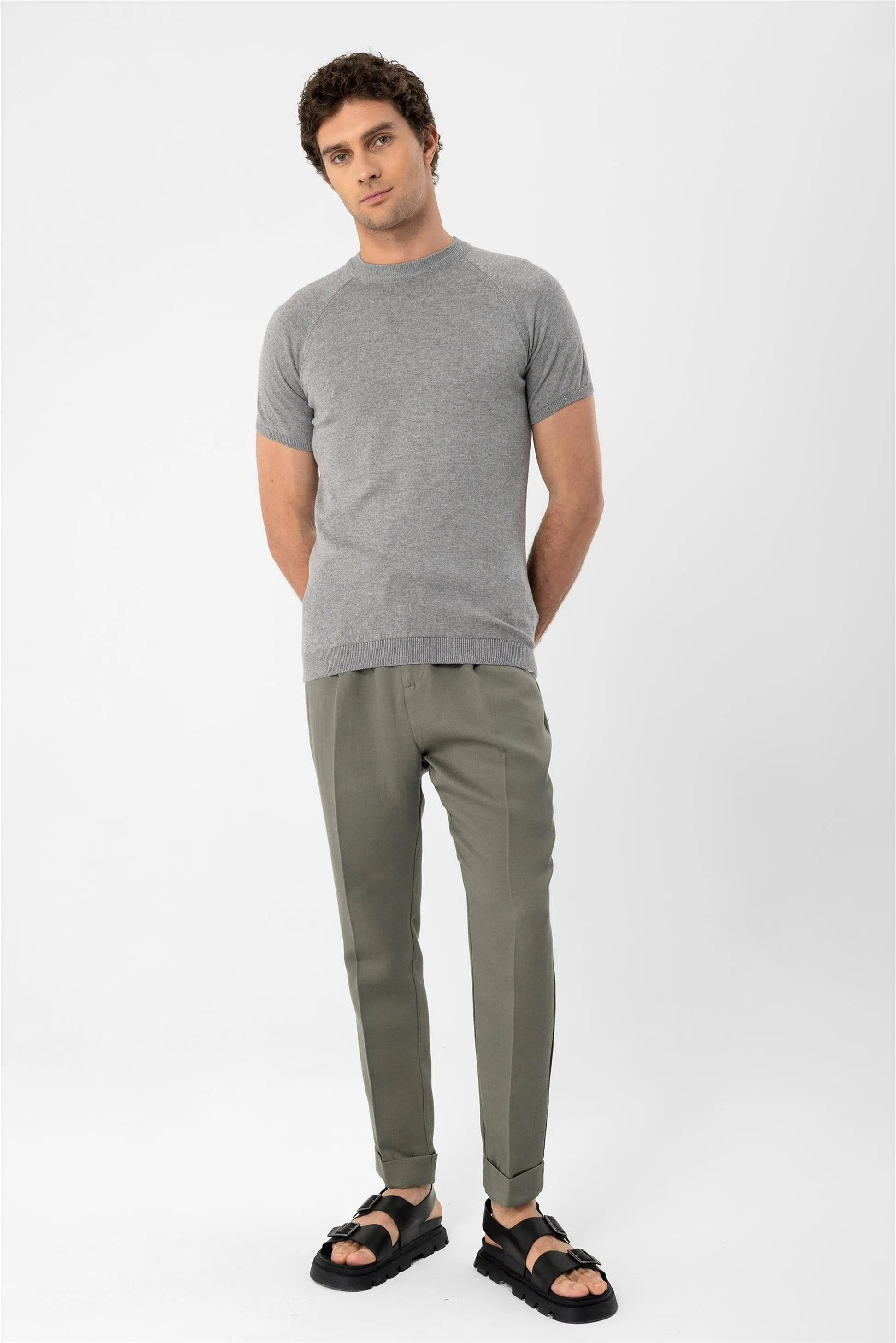 Grey Melange Crew Neck Knitwear T-Shirt - Wessi sold by Wessi product image thumbnail 2