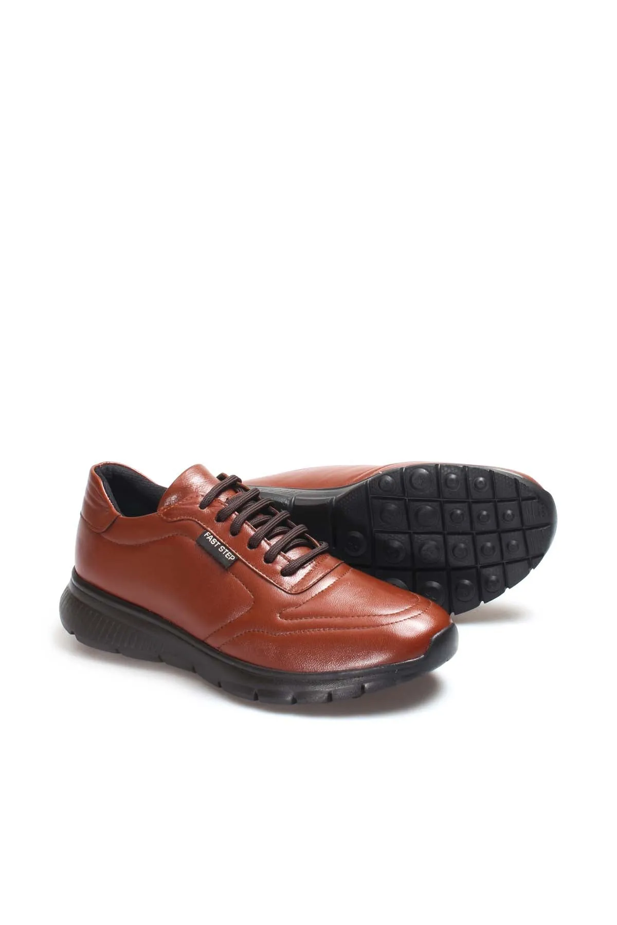 Men's Brown Leather Sneakers with Black Rubber Sole - Wessi sold by Wessi product image thumbnail 5