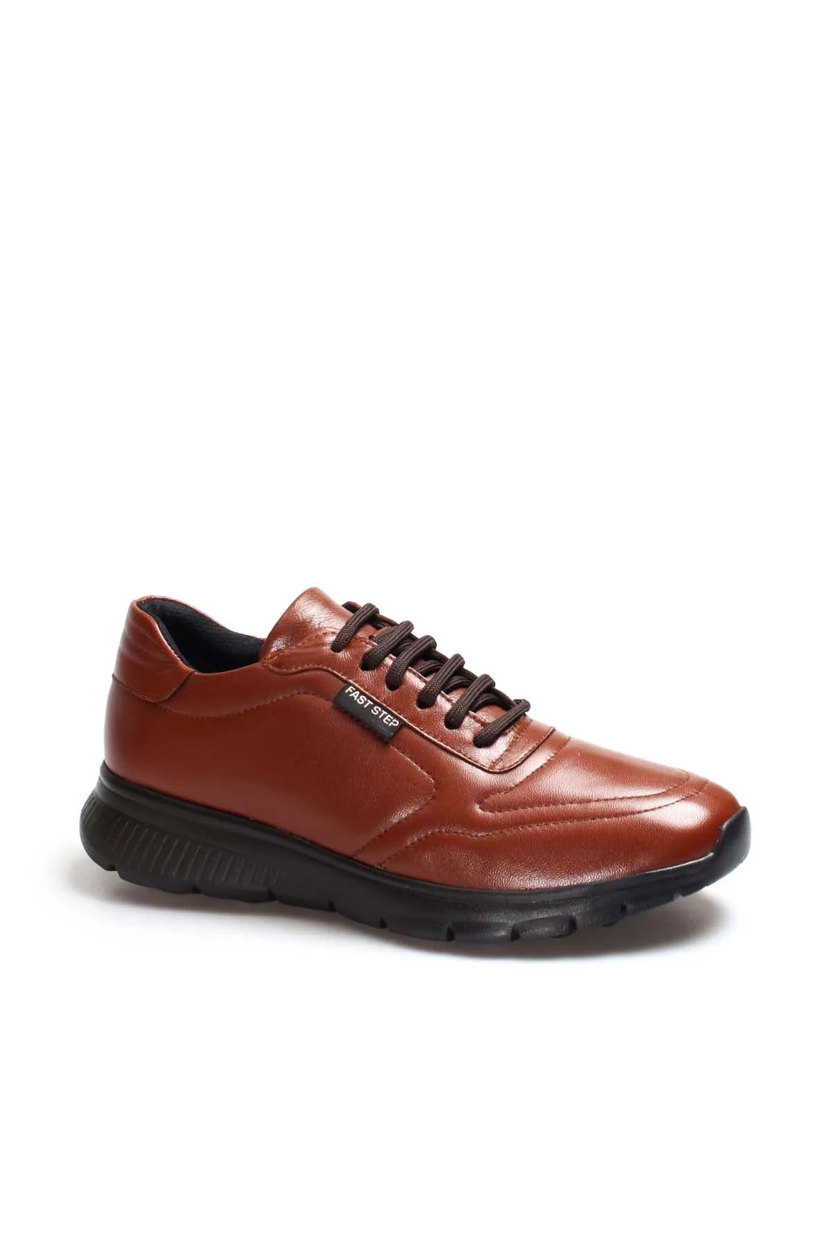 Men's Brown Leather Sneakers with Black Rubber Sole - Wessi sold by Wessi product image thumbnail 3