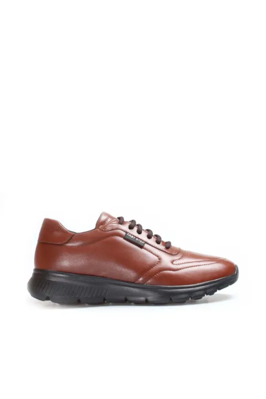 Men's Brown Leather Sneakers with Black Rubber Sole - Wessi sold by Wessi